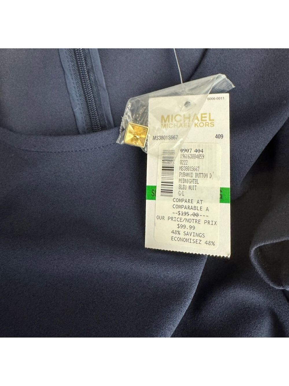 NWT MICHAEL Michael Kors Women's Pyramid-Button Slit Dress Size L - Picture 5 of 7